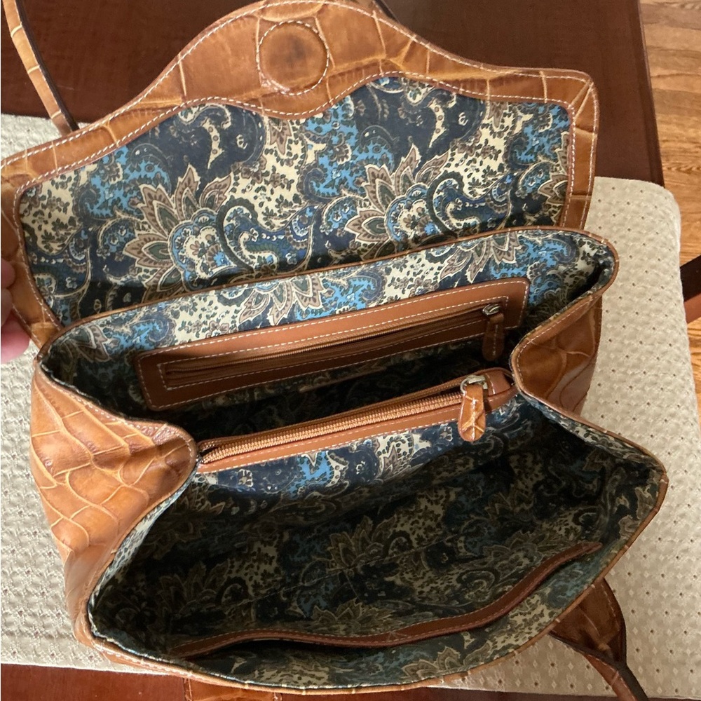 Tignanello Tan Croc Embossed Leather Shoulder Bag - Picture 11 of 13